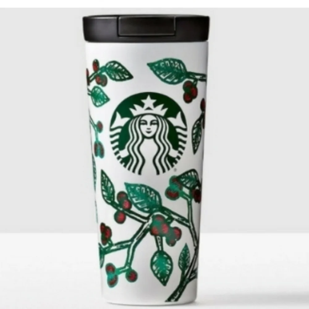 Starbucks Hot & Cold SS Tumbler Holly Berry 2016 Coffee Tea Vac